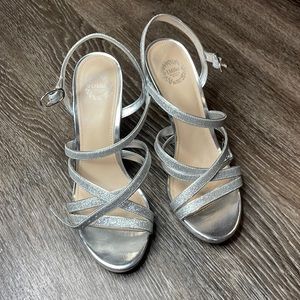 Silver 4 inch heels